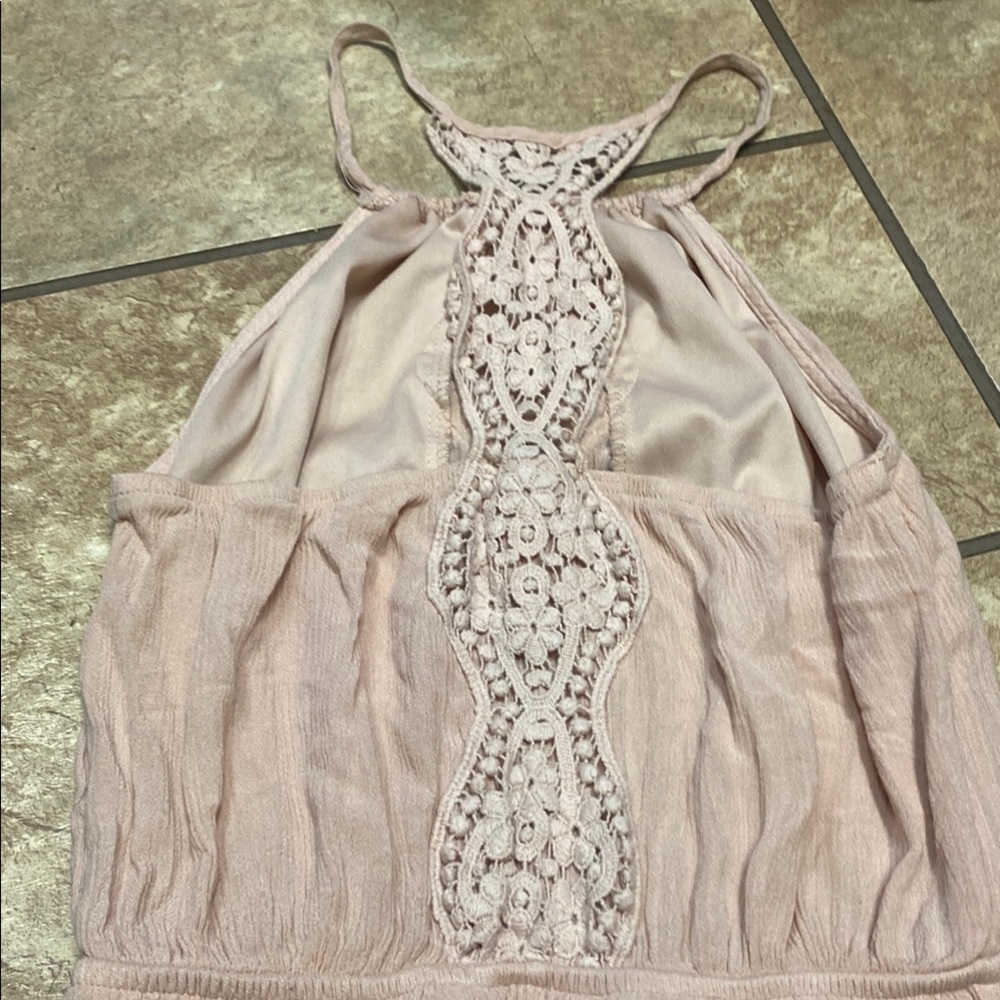 Blush Rayon/Crochet Lace Small Sleeveless Maxi Dress with Spagh. Straps Summer - Picture 9 of 12